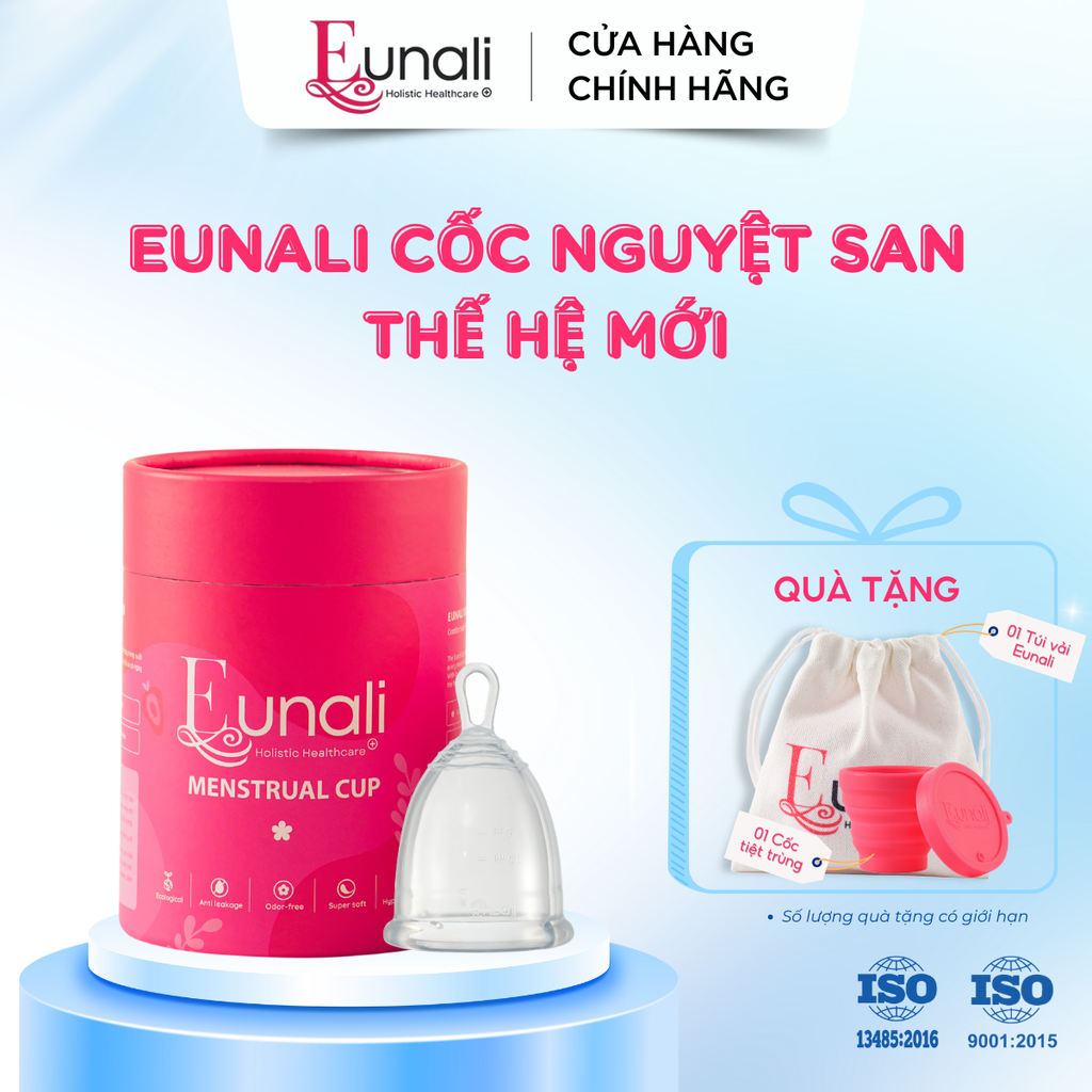 Cốc Nguyệt San Thế Hệ Mới Eunali | Silicone Y Tế Cao Cấp | Chống Tràn, Không Mùi, Thân Thiện Cơ Thể
