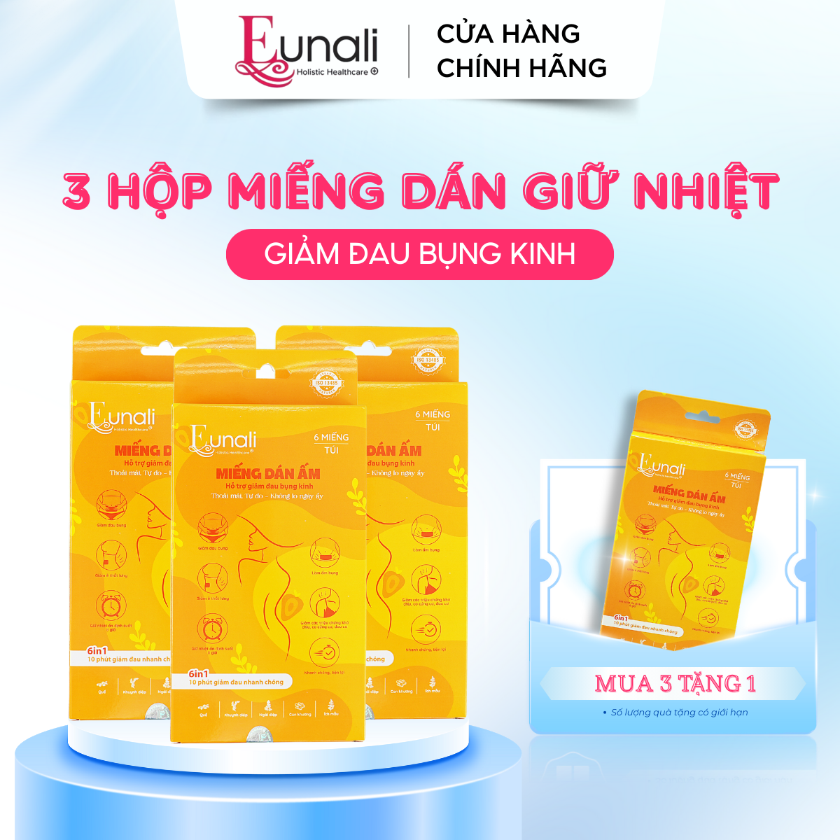 [COMBO MUA 3 TẶNG 1] Miếng Dán Giữ Nhiệt Giảm Đau Bụng Kinh EUNALI – Giảm Đau Nhanh, Ấm Bụng Lâu